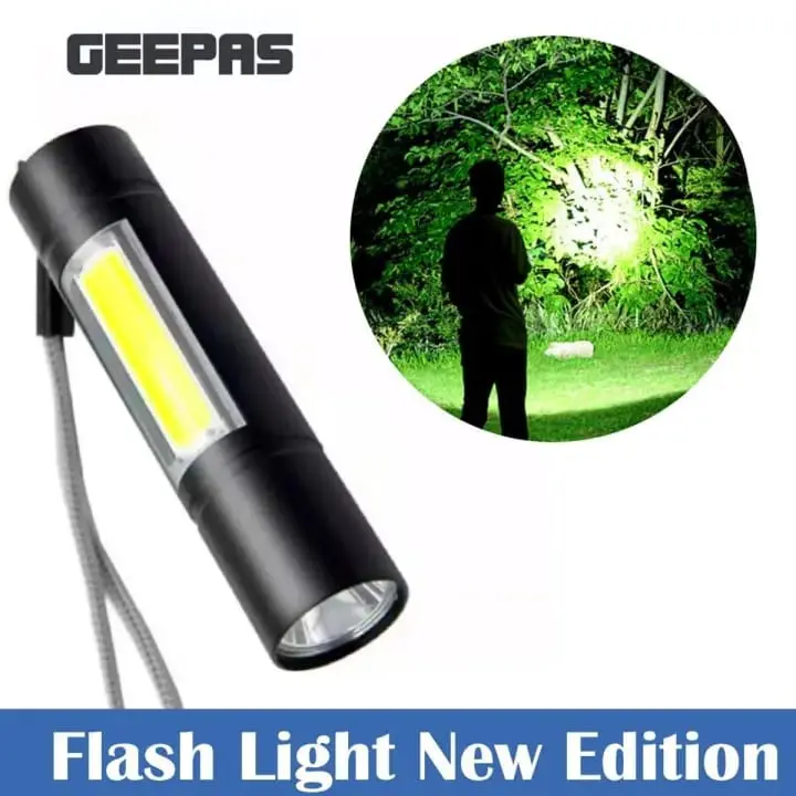 Picture of Rechargeable Flashlight Torch LED USB Portable Torches 3 Modes Mini Camping Lighting(Black)
