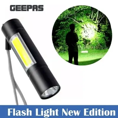 Picture of Rechargeable Flashlight Torch LED USB Portable Torches 3 Modes Mini Camping Lighting(Black)