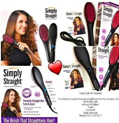 Picture of Simply Straight Ceramic Brush Hair Straightener - Black and Pink