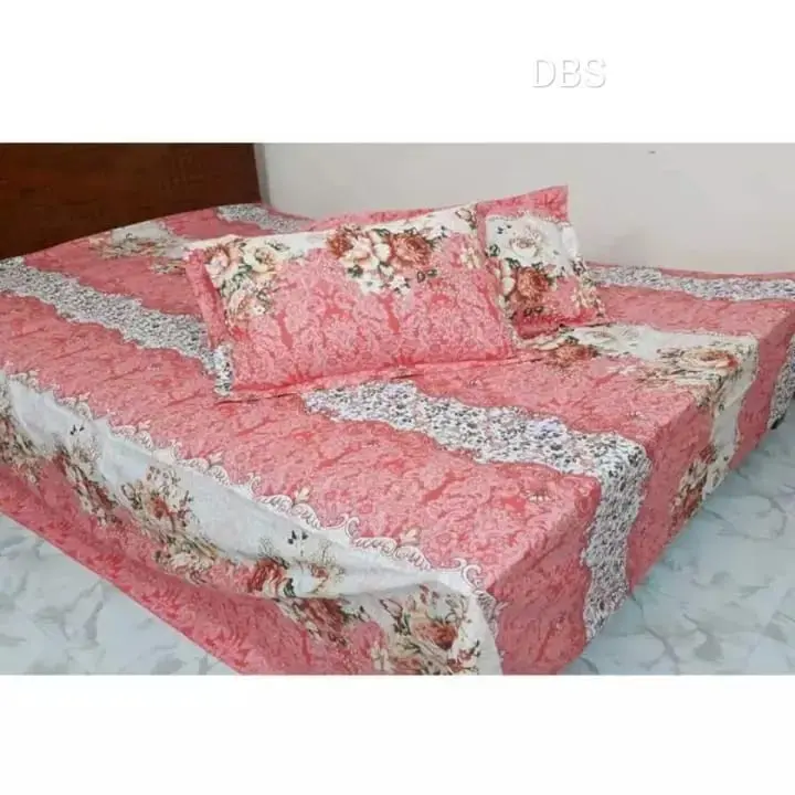 Picture of King Size Bed Sheet Cotton Multicolor With 2 Pillow Covers Dbs