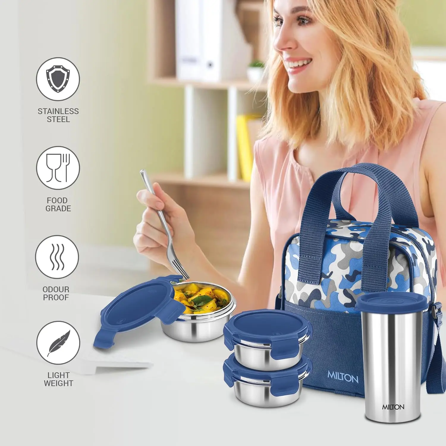 Picture of Milton Camo Feast Stainless Steel Tiffin(Blue)