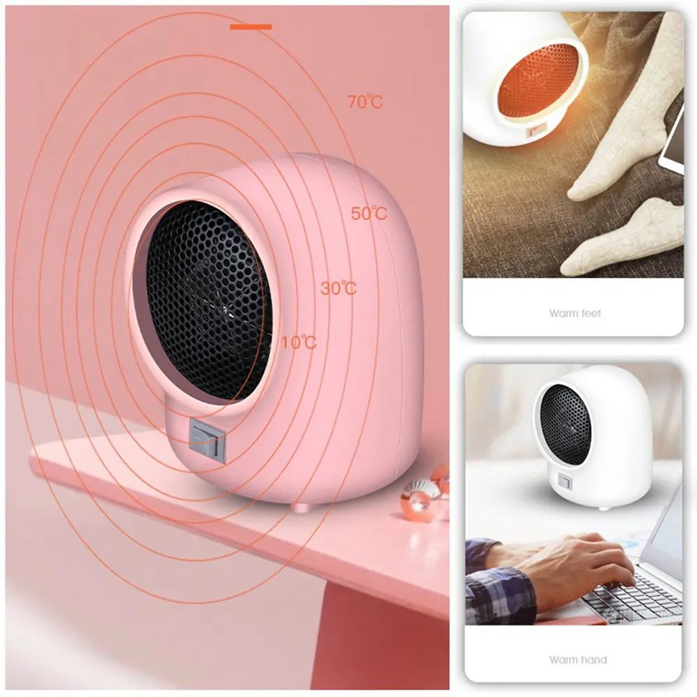 Picture of Mini Electric Air Heater Powerful Warm Blower Fast Heater Fan Desktop Electric Heater for Home Student, White EU Plug