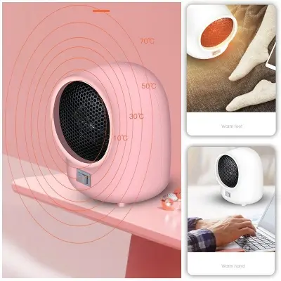 Picture of Mini Electric Air Heater Powerful Warm Blower Fast Heater Fan Desktop Electric Heater for Home Student, White EU Plug
