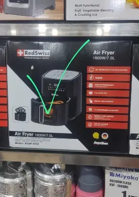 Picture of High Quality Redswiss RSAF0701 Air Fry, Roast, Reheat, Dehydrate | 7.0L Capacity Nonstick Basket & Crisper Plate 360°TECHNOLOGY FOR EVEN COOKING |1600W Rapid Air Technology Digital Touch Screen 10 Customizable programs low Fat Cooking(Black)