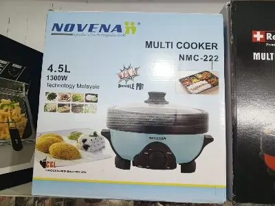 Picture of Novena Multi Cooker Double Pot Multi cooker, Electric Curry Cooker With Double Pot, Removable non-stick pan, Automatic cooking and warming system (4.5 LTR) 1300w