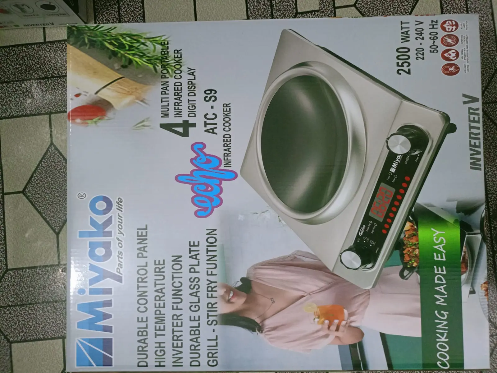 Picture of Miyako Multi Pan 2500 Watt Heavy Duty Infrared Cooker ( ATC-  22S9 ) Smokeless and Energy Saving, Durable Glass Plate, Double Fan for Quick Cooling.