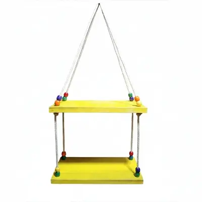 Picture of Colorful 2 Tier Wall Hanging Shelf (Yellow, White)