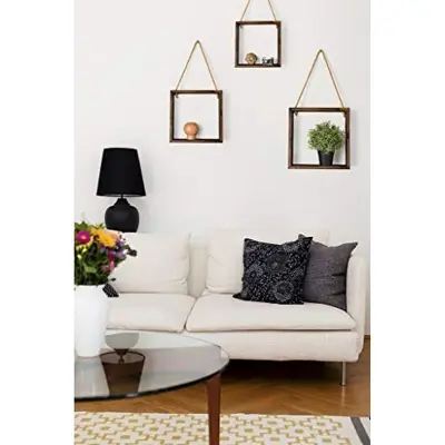 Picture of Cube Design Hanging Square Wall Shelf - Wall Decoration - Wall Decoration (Dark Chocolate, Wood)
