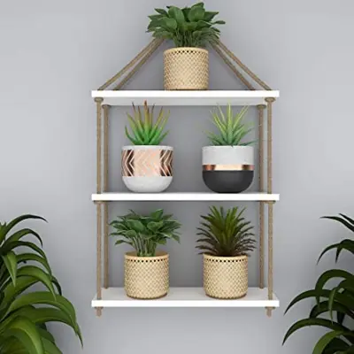 Picture of Wooden 3 Tier colorful Wall Hanging Shelf (White) (White)