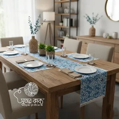 Picture of Aesthetic Table Runner / Artisan Woven 100% Cotton – Traditional Geometric & Floral Designs for Modern Dining Décor