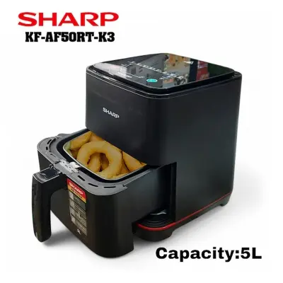Picture of Sharp Air Fryer 1450 Watts, 5 Liters,8 Cook Menu, Non-stick coating - KF-AF50RT-k3, Black