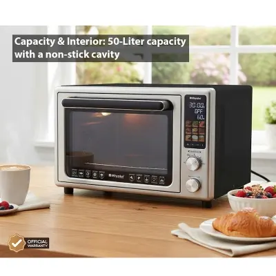 Picture of Buy Miyako MT-50RCL 50-Liter Electric Oven in Bangladesh. 2000W powerful oven with convection and rotisserie function, adjustable temperature (30°C–230°C), and 2-hour timer. Perfect for baking, grilling, and roasting at home or commercial use.