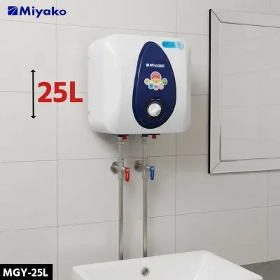 Picture of Miyako 25-Liter Storage Water Heater-MGY-25L Outer Temperature Control Knob Integrated Puf Insulation Over Temperature Protection Device Glasslined Heating Element-2000Watt, White