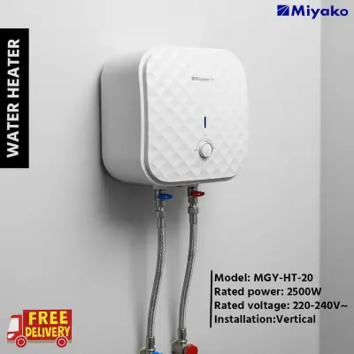 Picture of Miyako 20-Liter Storage Water Heater-MGY-HT-20 Outer Temperature Control Knob Integrated Puf Insulation Over Temperature Protection Device Glasslined Heating Element-2500Watt, White