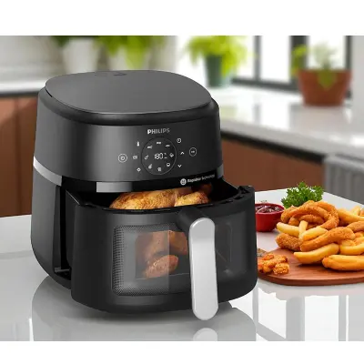 Picture of Philips Air fryer NA231 Digital Display 2000 Series with Cooking Window -6.2L, Black