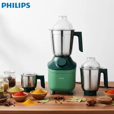 Picture of Philips 800 Watt Mixer Grinder HL7773 with 3 Stainless Steel Jars | Best Price BD, Green