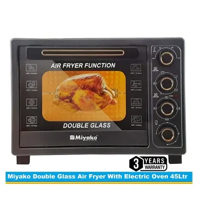 Picture of Miyako MT-450RCL-D-RB Double Glass Door Multifunctional Electric Oven With Air Fryer., Black