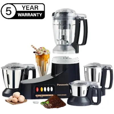 Picture of Panasonic MX-AC460 Heavy Duty Super Mixer Grinder-1000 Watts & High-Low Function, Black