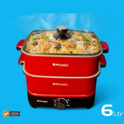 Picture of Miyako MC-600-DC 2-Pot Multi Cooker 6L 1500W | Ceramic Coating | Hotpot, Fry & Boil, Red