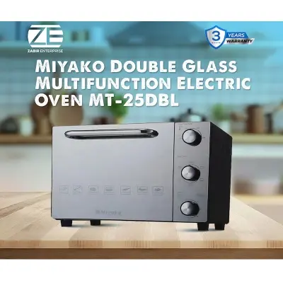 Picture of Miyako MT-25DBL Double Glass Multifunction Electric Oven, 25Liters., Black