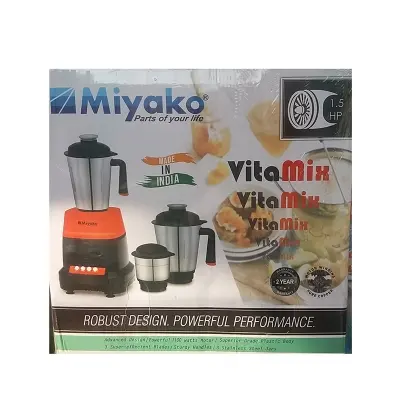 Picture of Miyako (Heavy Duty) Stainless Steel Jars Mixer Grinder, 1100W (3 in 1)., Black&amp;Red