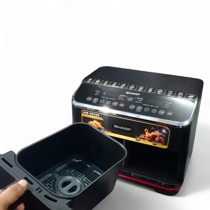 Picture of Sharp 8 Liter KF-DF80RT-K3 Double Basket Air Fryer, Black