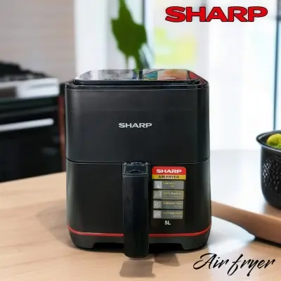 Picture of Sharp Air Fryer 1450 Watts, 5 Liters,8 Cook Menu, Non-stick coating - KF-AF50RT-k3, Black