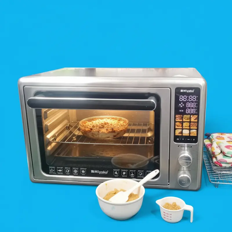 Picture of Buy Miyako MT-50RCL 50-Liter Electric Oven in Bangladesh. 2000W powerful oven with convection and rotisserie function, adjustable temperature (30°C–230°C), and 2-hour timer. Perfect for baking, grilling, and roasting at home or commercial use.