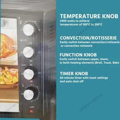 Picture of Miyako MT-100RCL Electric Oven For Baking & Grill Items, 100 Liters Countertop Convection Toaster Oven,Adjustable Temperature & Timer, Bake, Roast, Broil, Toast, Includes Baking Pan, Rack, Rotisserie, Stainless Steel, Black