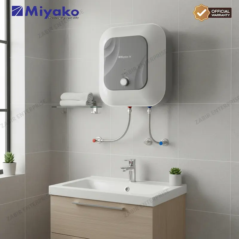 Picture of Miyako Electric Geyser MGY-HT-35 – 2500W Vertical Water Heater | Fast Heating, Safe & Durable, White