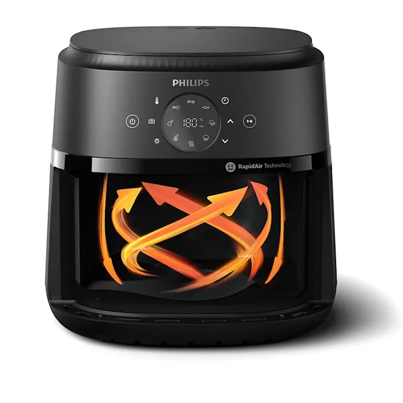 Picture of Philips Air fryer NA231 Digital Display 2000 Series with Cooking Window -6.2L, Black