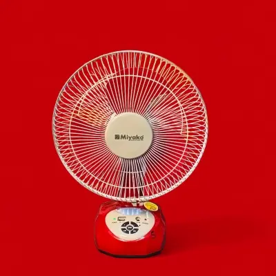 Picture of Miyako Rechargeable Fan KL-1200USB 12 Inch -90° Rotation, 100% Copper Motor, Low Noise | 10 Hour Backup, Red