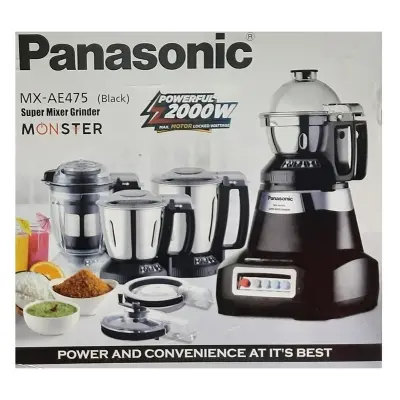Picture of Panasonic MX-AE475 (Black) Super Mixer Grinder (Monster)-23000RPM, Black