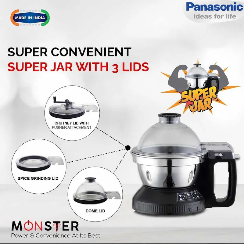 Picture of Panasonic MX-AE375(Black)-Monster-Series Super Mixer Grinder, Black