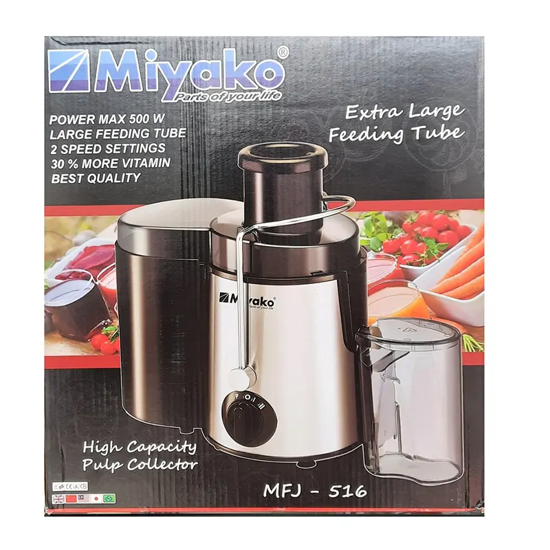 Picture of Miyako Extra Large Feeding Tube Juice Extractor for Fruites & Vegetables, MFJ-516, Black&Silver