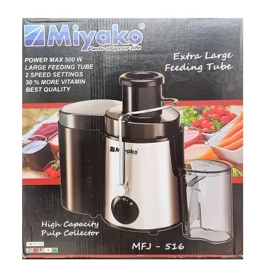 Picture of Miyako Extra Large Feeding Tube Juice Extractor for Fruites & Vegetables, MFJ-516, Black&Silver