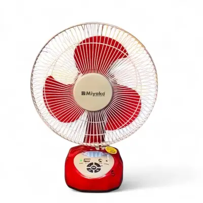 Picture of Miyako KL-1400USB Rechargeable 14 Inch Fan – 100% Copper Motor, AC/DC & USB Charging, 90° Oscillation-10 Hour Backup-850-1450 RPM | Low Noise, Red