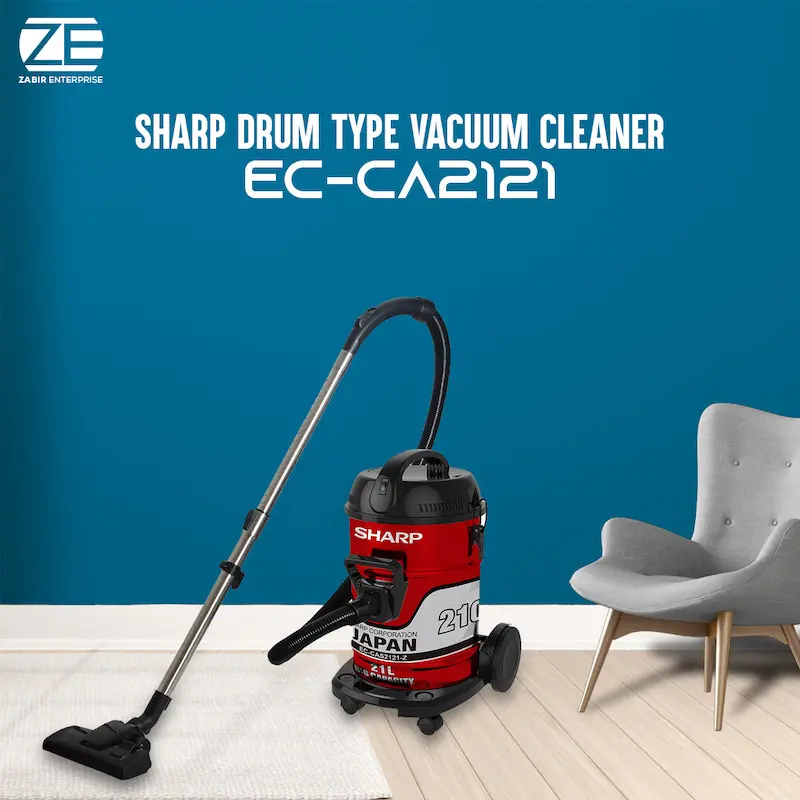 Picture of SHARP Drum Type Bagless Vacuum Cleaner with Blower, EC-CA2121 (2100W, 21L), Red