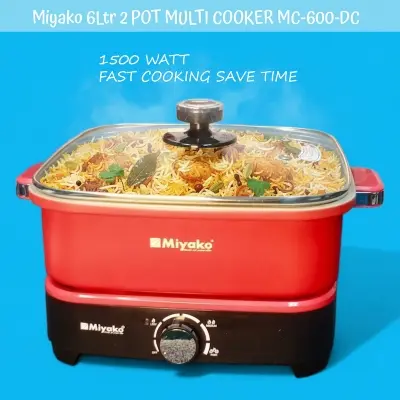 Picture of Miyako MC-600-DC 2-Pot Multi Cooker 6L 1500W | Ceramic Coating | Hotpot, Fry & Boil, Red