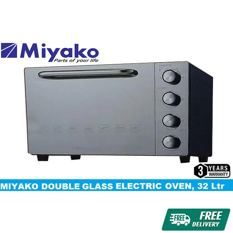 Picture of Miyako MT-32DBL-RCL Doble Glass Electric Oven, 32 Liters., Black
