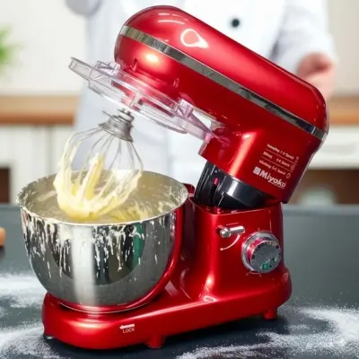 Picture of Miyako 1800 Watts Powerful Motor With Stainless Steel Bowl And 3 Attachments Stans Mixer,SM-1519N, Red