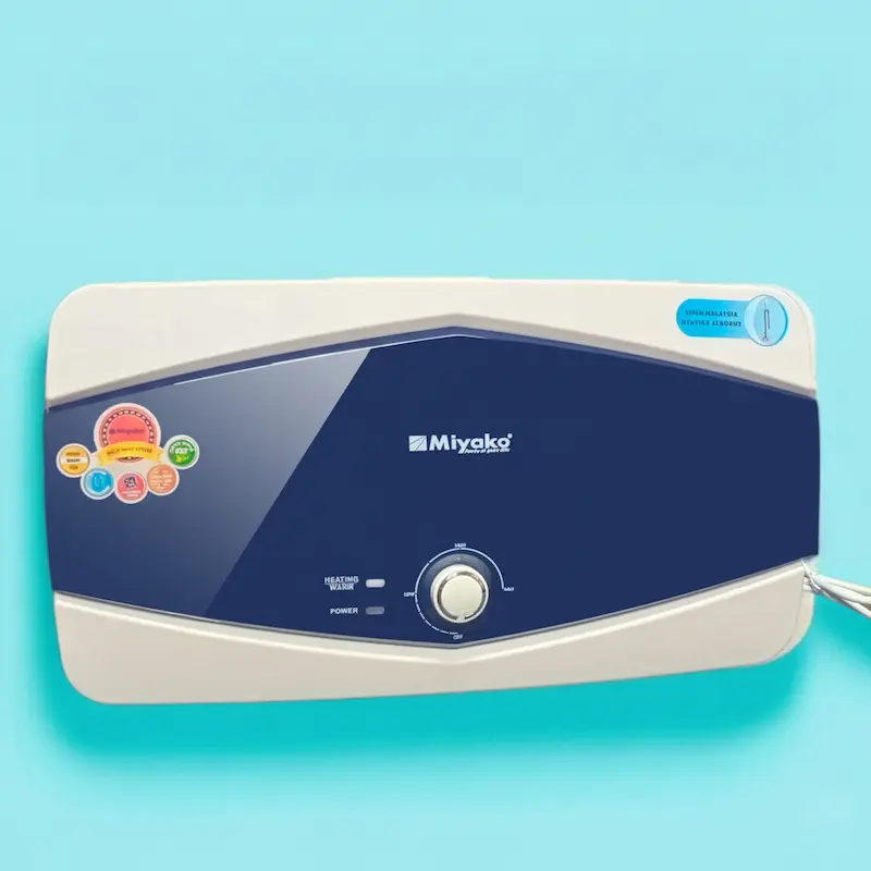 Picture of Miyako 30L Geyser-MGY-30L Suitable For Kitchen, Wash Basin And Bathroom Blue Vitreous Enameled Tank Multi-Point System Outer Temperature Control Knob Integrated Puf Insulation Over Temperature Protection Device Glasslied Heating Element, White