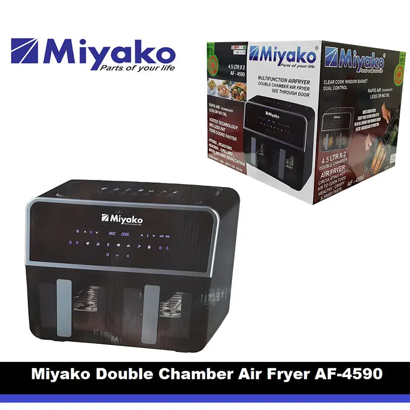 Picture of Miyako AF-4590 Double Chamber Digital Touch Panel Air Fryer, 9Liters., Black