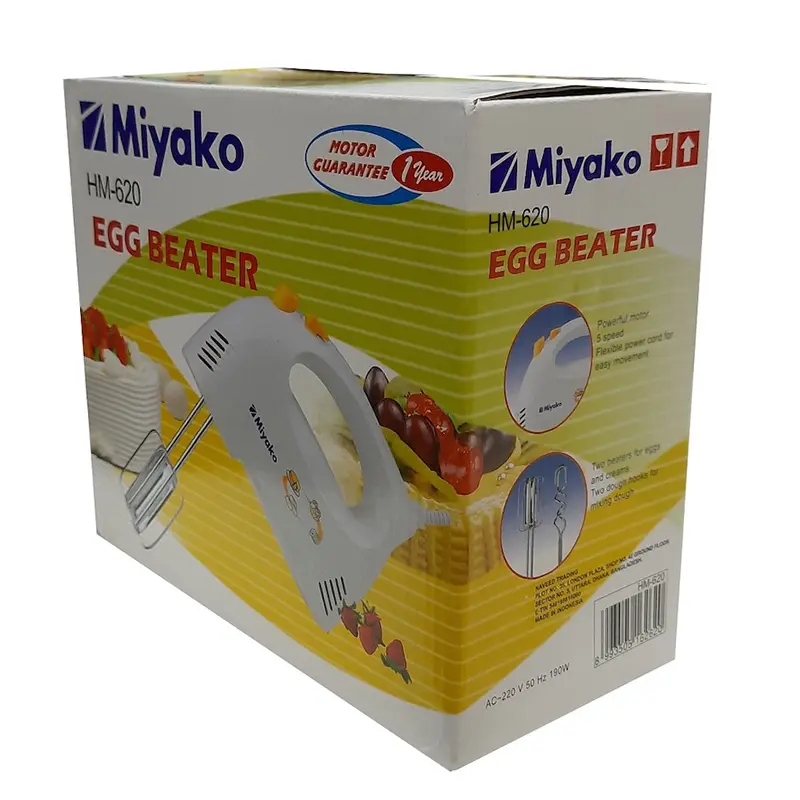 Picture of Exceptional Quality - Miyako Electric Hand Mixer and Egg Beater Machine, HM-620. - Highly Durable - Effortless Usage, White
