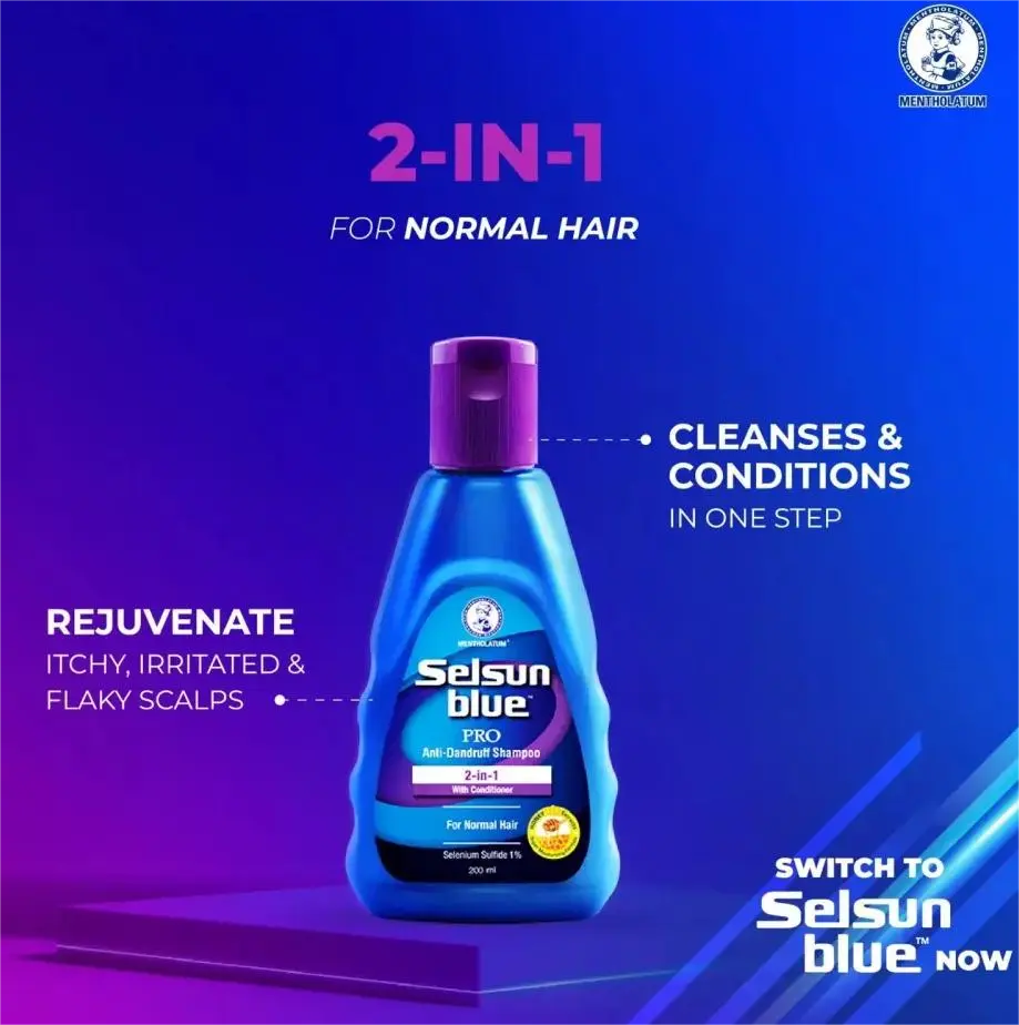 Picture of Selsun Blue Pro 2 in 1 Anti Dandruff Shampoo with Conditioner - 120 ML