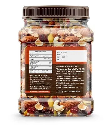 Picture of PrettyNutty Healthy Nutmix  Dried Almonds, Black Raisins, Cashewnuts, Cranberries,  & Many More 500g
