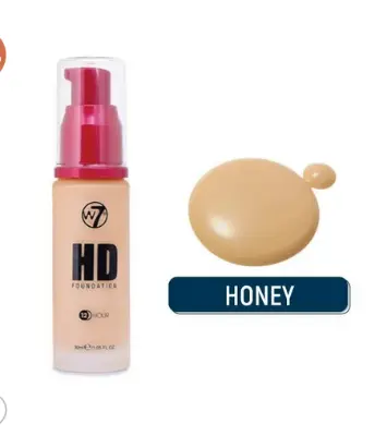 Picture of W7 12 Hour HD Foundation - Honey - 30ml-New Ultra Smooth Full Coverage Formula - 1