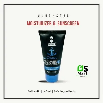 Picture of Muuchstac Mens Ocean Moisturizer & Sunscreen Matte Look Spf 18+ Cream With Turmeric & Aloe Vera Beads, Non-Sticky & Water Resistant 45 ML
