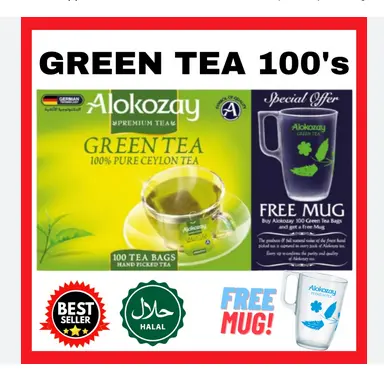 Picture of ALOKOZAY GREEN TEA 100 BAGS with FREE MUG