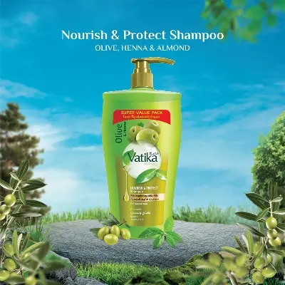 Picture of Vatika Olive Henna Nourish And Protect Shampoo, 1000ml - Multicolor